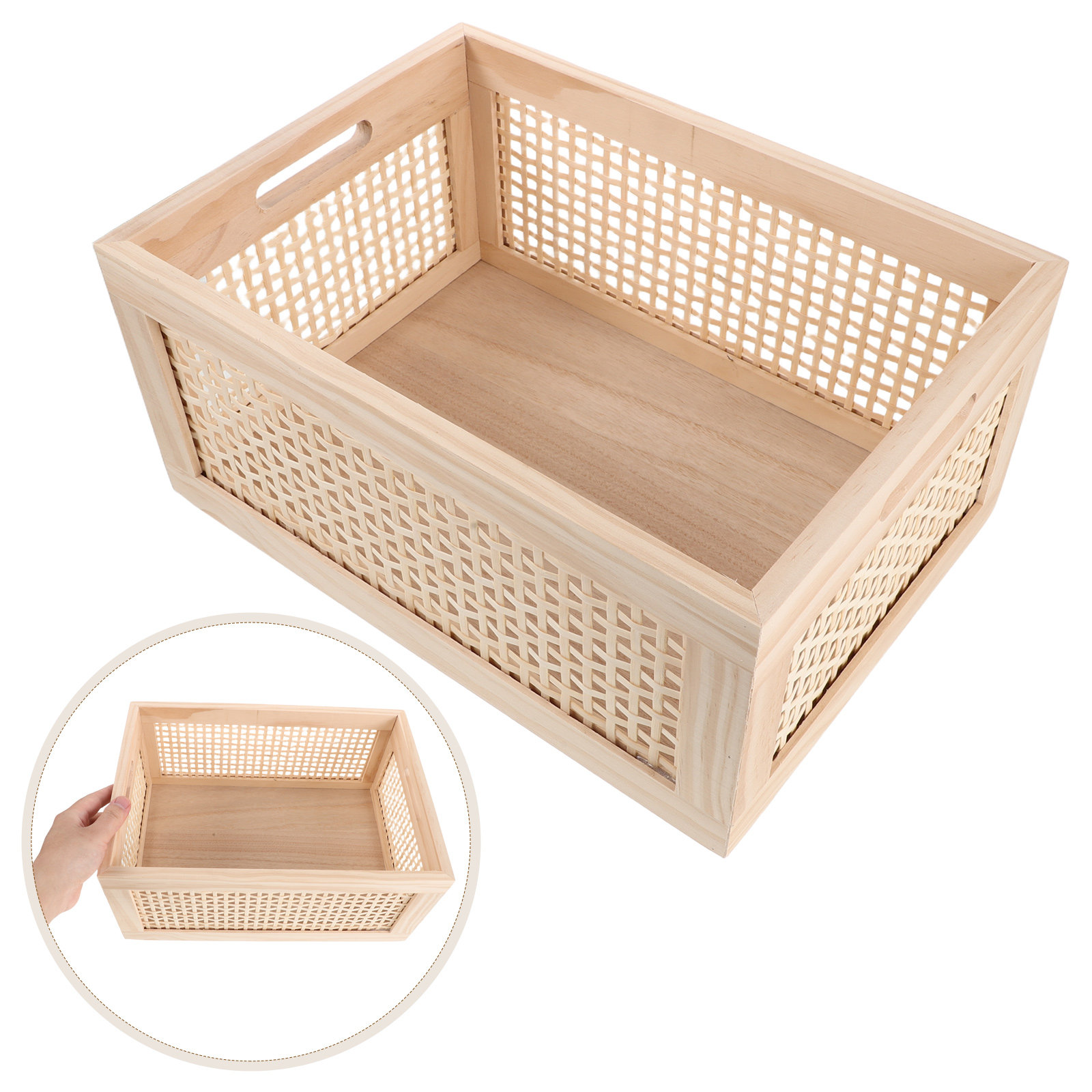 Desk Organizer - Плетёная корзина для хранения, небольшая деревянная