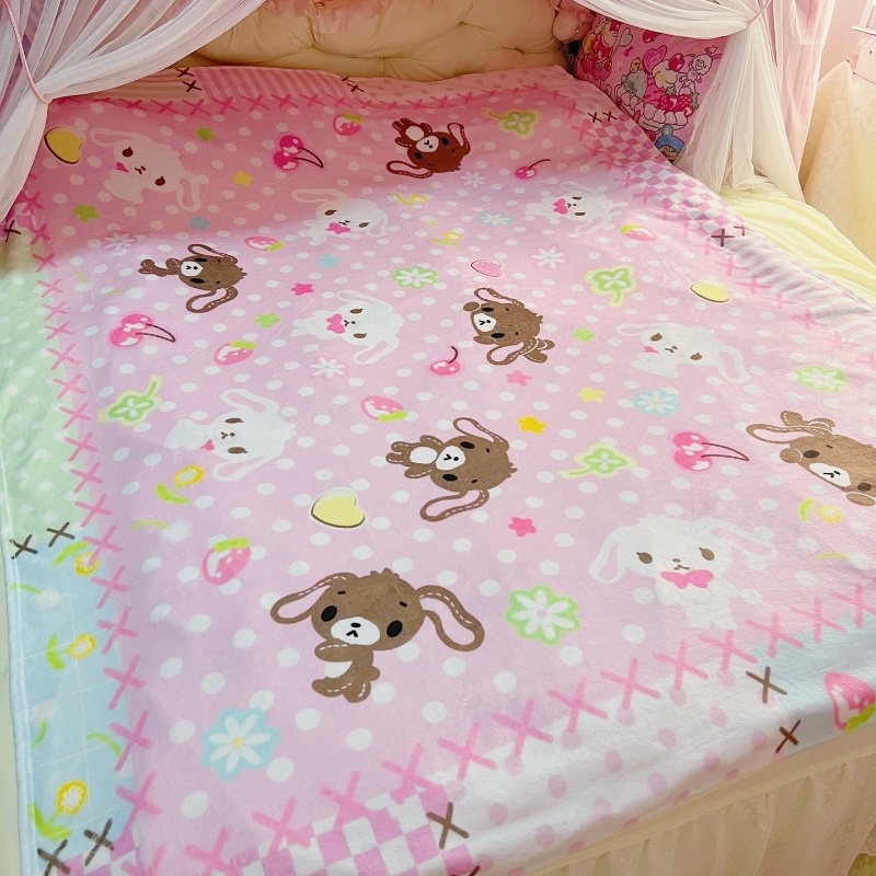 Office Stool - Милый плюшевый плед с изображением кроликов-сахариков,